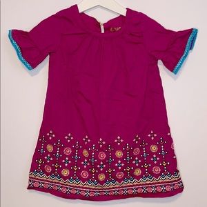 Ethnic embroidered Genuine kids dress fuschia 3t
